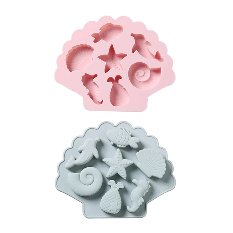 

3D Marine Life Silicone Mold for Cake Chocolate Fudge Decorations - Seahorse Dolphin Seashell Shaped Baking Tools Pastry Molds