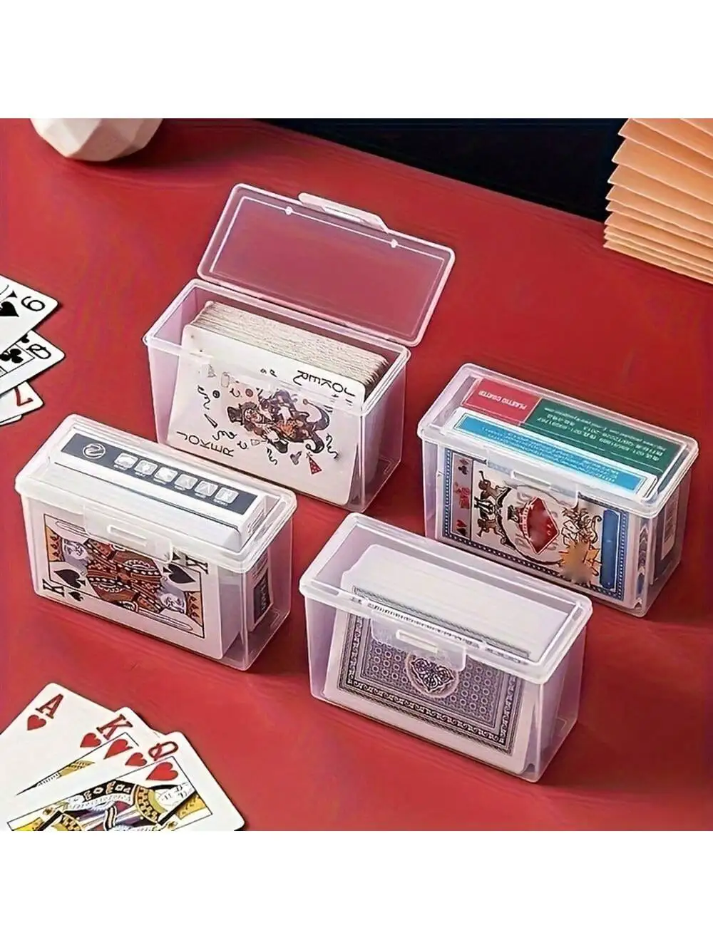 4PCS Clear Playing Card Box Deck Case Halloween & Christmas 