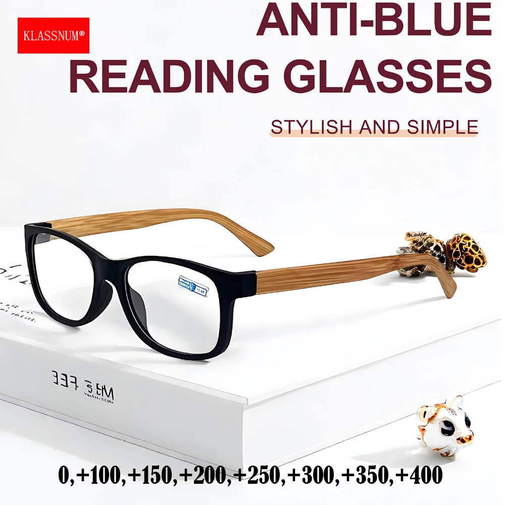 

Очки для чтения KLASSNUM Plus для мужчин, оправа с имитацией древесины, увеличительные, в стиле ретро, профессиональные, для дальнозоркости, 0+1.0+1.5+2.0