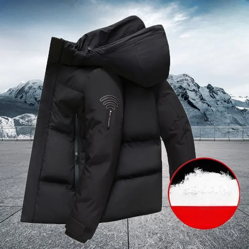 New Men Down Jacket Winter Coat Short Loose Top Grade Parkas Super-thick Warm Outdoor Outwear Hooded Leisure Overcoat