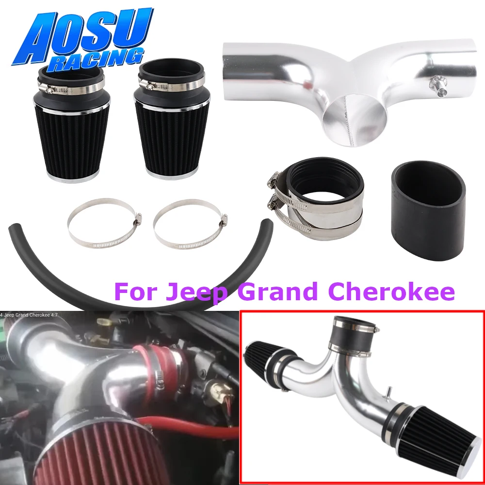 

Комплект впуска холодного воздуха с высоким расходом, двойной двойной фильтр для 00-02 Dodge Durango 3.7L V6/4.7L V8 для 99-04 JEEP Grand Cherokee 4.7L V8