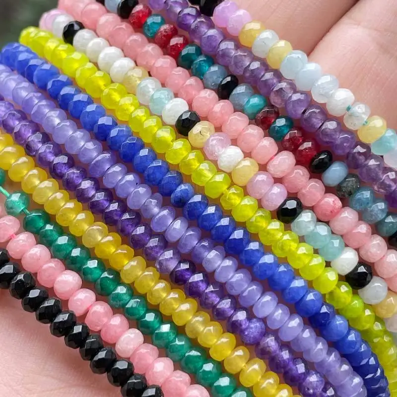 2x4mm Multicolor Rondelle Heishi Faceted Jade Stone Spacer Beads for DIY Accessories Charm Bracelet Necklace Jewelry Making 15