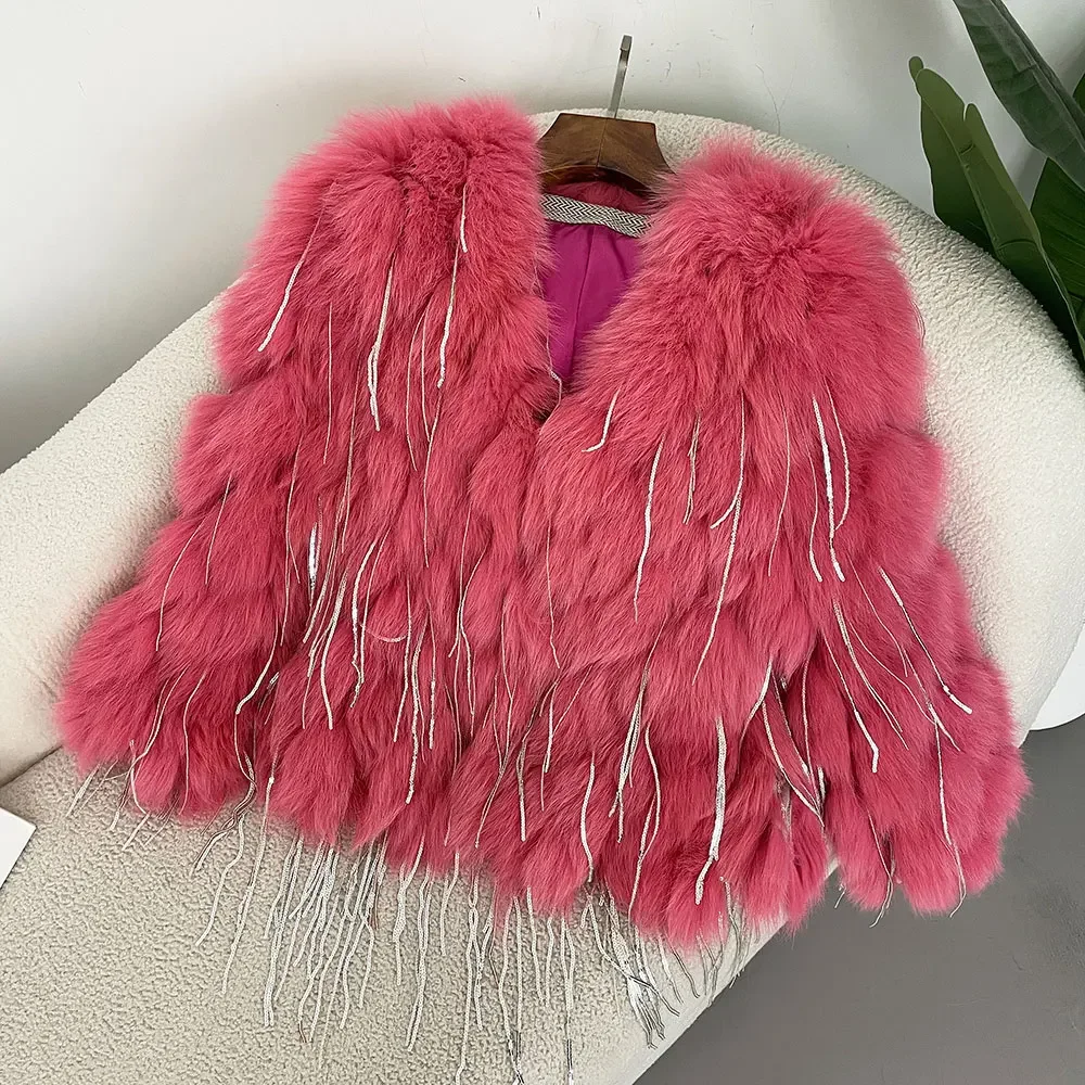 OFTBUY Hot Sales New Real Fox Fur Jackets Tassels New Fashion Winter Warm Fur Women Coats Natural Fox Fur Coat Thick Jackets