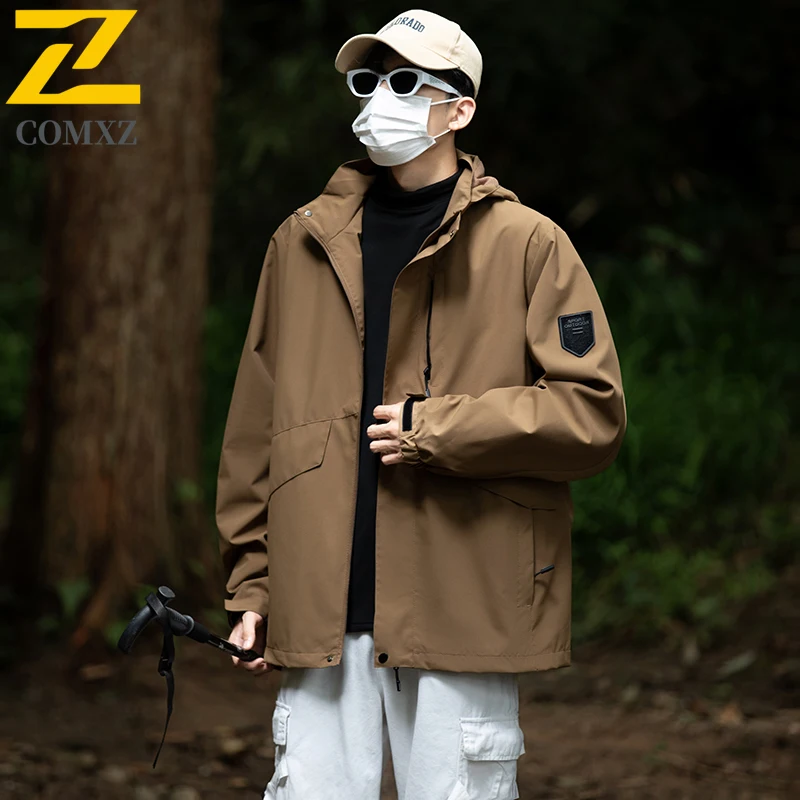 

EiAO Windbreaker Couple's Workwear Waterproof Hooded Jackets for Hiking Camping Fishing Trendy Oversize Outdoor Coat 2025