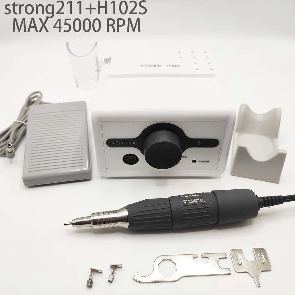 65W Strong Max 211 Electric Nail Drill 35K 45K STRONG210 102L 120II 102LN Handpiece Pedicure Machine Professional Nail Equipment