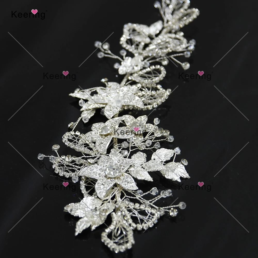 

(6PCS) Luxury Rhinestone Alloy Leaf Wedding Headband Vintage Bridal Headdress Accessories Handmade Party Headpiece WHD-082