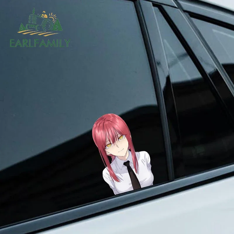 EARLFAMILY 13cm x 8.2cm for Anime Peek Makima Car Sticker Occlusion Scratch Vinyl Decal Car Accessories Personality Decoration