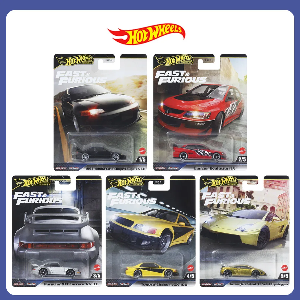 

Mattel Hot Wheels Fast & Furious HNW46 Ford Honda Civic Coupe EX EJ1 Mitsubishi Toyota Chaser Premium Diecast Vehicle Model Toys