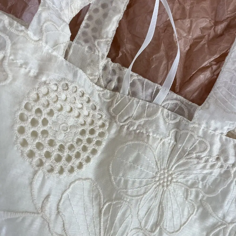 Bolso de hombro de encaje bordado ahuecado, bolso de mano ligero bordado con flores, bolso tejido bohemio de gran capacidad para mujer