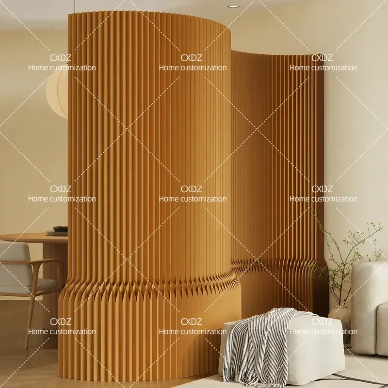Paper office screen partition, live stream background wall, clothing store window, Japanese-style curved partition, light