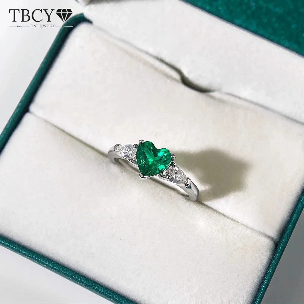 

TBCYD 6,5 мм 1 карат, выращенное в лаборатории колумбийское кольцо с изумрудом, стерлинговое серебро S925, ювелирные изделия