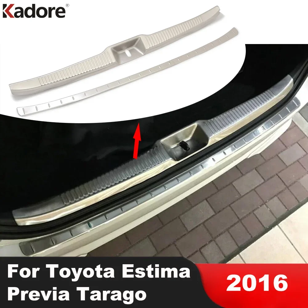 Rear Trunk Bumper Cover Trim For Toyota Estima Previa Tarago 2016 Steel Car Tailgate Door Sill Plate Guard Pad Accessories