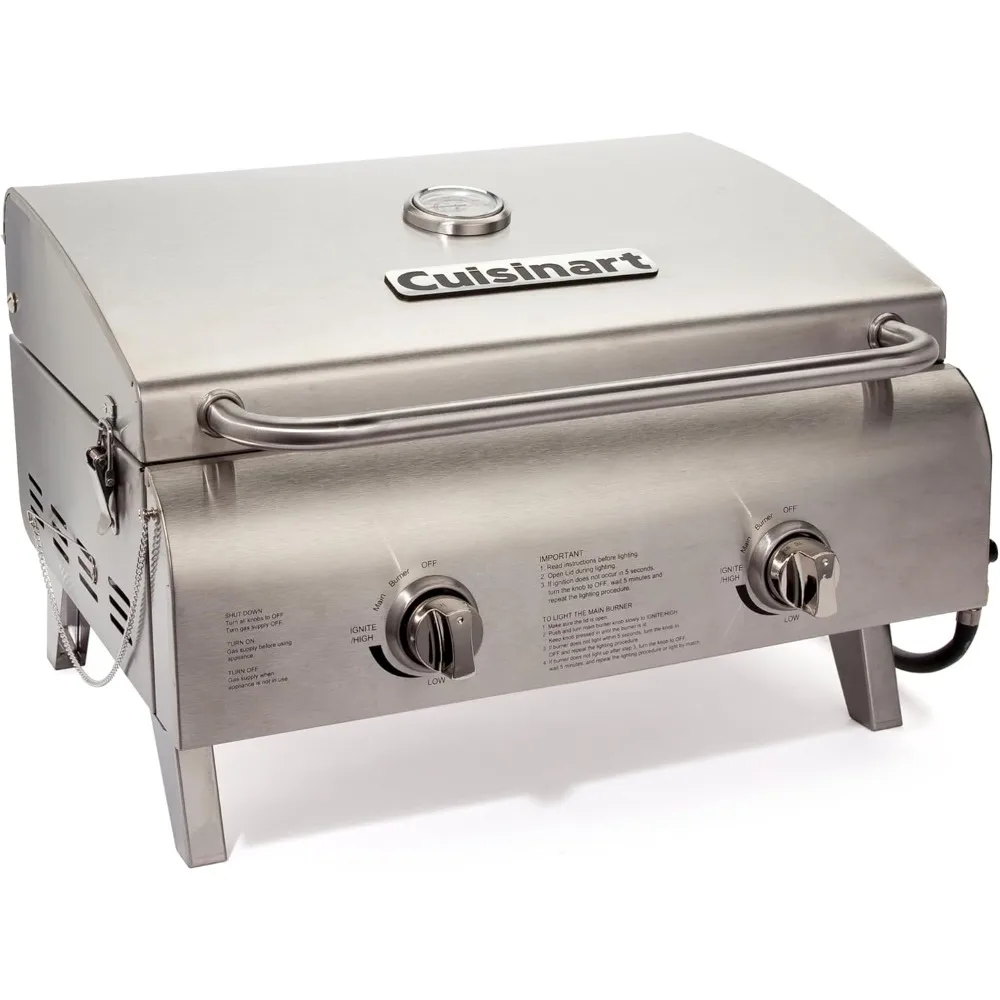 

Chef's Style Portable Propane Tabletop 20,000, Professional Gas Grill, Two 10,000 BTU Burners, Stainless Steel Freight free