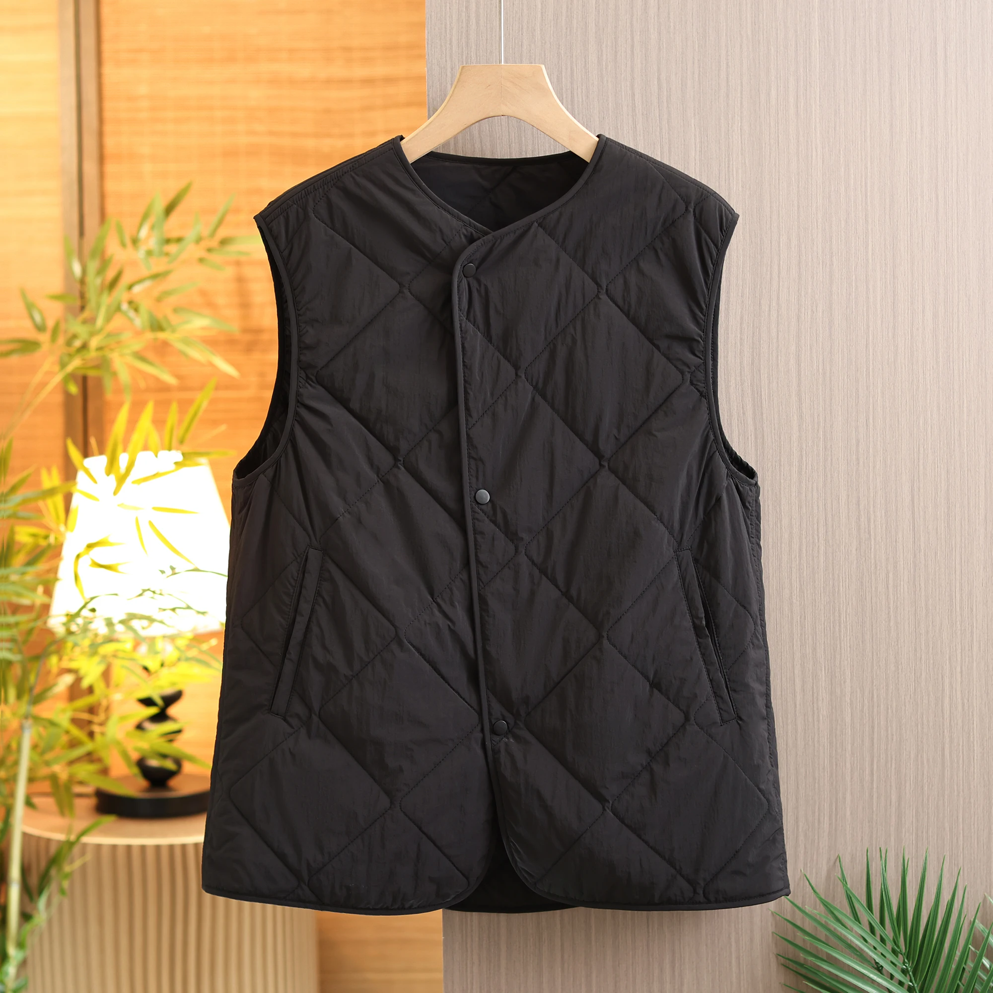 Nuovo gilet invernale in cotone leggero con motivo a diamante Abbigliamento interno in puro colore da donna Sottile multiuso Versatile Sli Fit