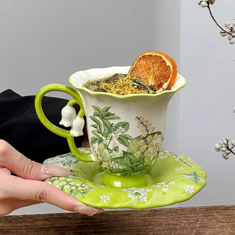 Lily of the valley blooming afternoon tea set - exquisite high-grade ceramic cups, mugs, and coffee cups - view 5