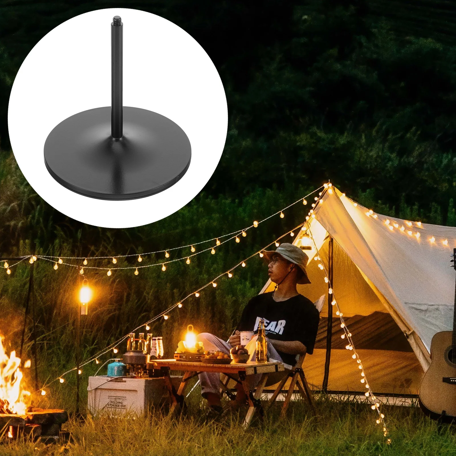 

1 set Black Lamp Stand for Camping Lamp Stand For Outdoor Hiking Outdoor Lantern Brackets Durable Metal