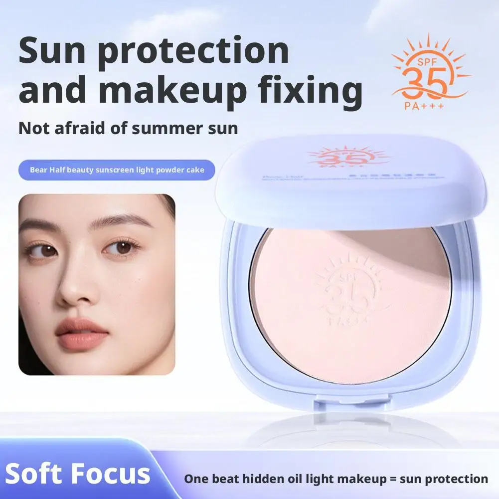 Pó protetor solar spf 35, pó facial cosmético, pó de maquiagem com controle de óleo, corretivo fosco prensado, duradouro, à prova d'água h7y6