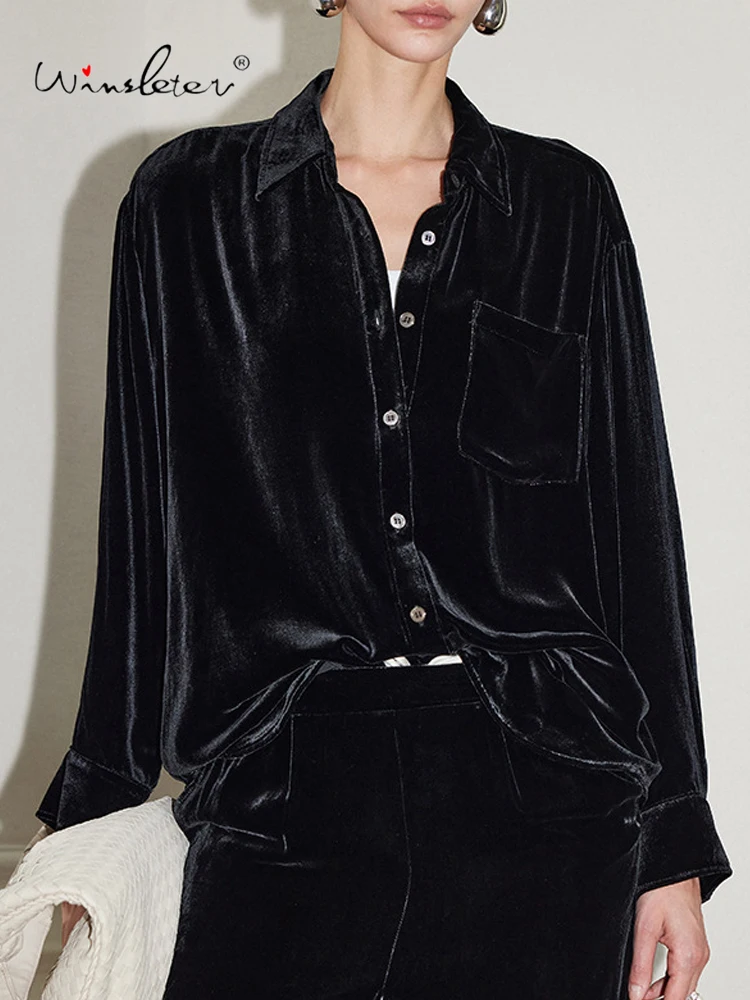 

Элегантная блузка Winsleter-Bottom из 100% натурального шелка, с отложным воротником и карманом, женская свободная блузка во французском ретро-стиле, новинка весны 2026, T61566CC