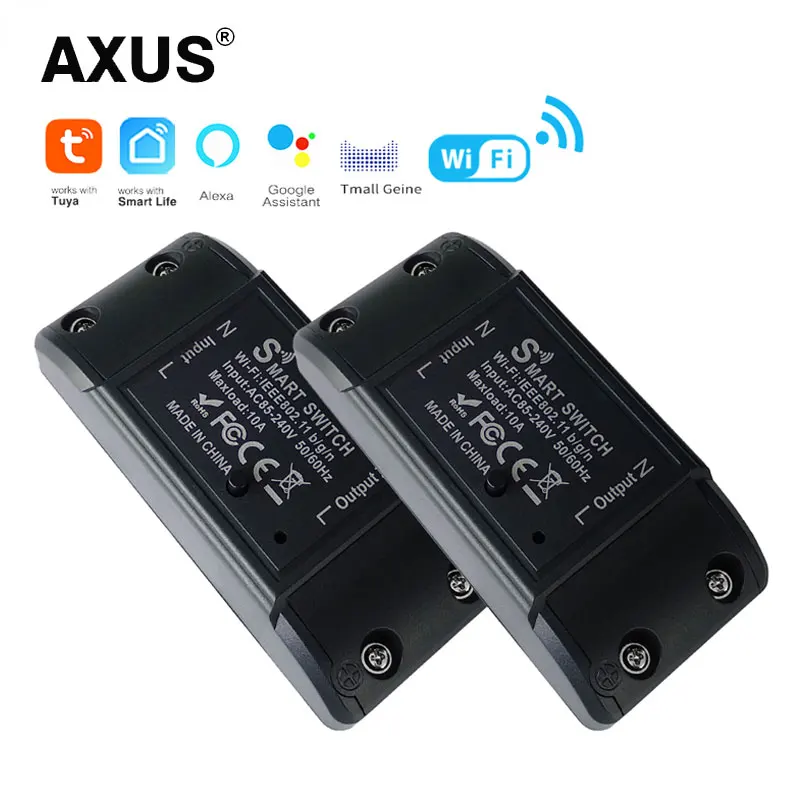 AXUS Tuya WiFi Smart Switch APP Wireless Controller Universal Breaker Timer Smart Life Work With Light Switch Alexa Accessories