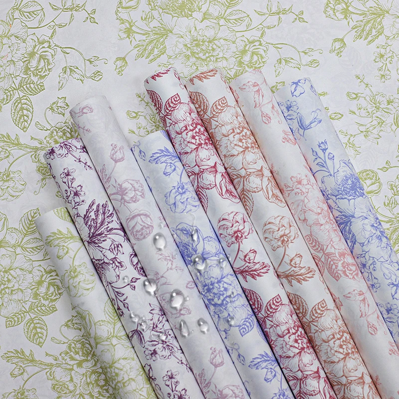 Floral Wrapping Paper Wild Flower Gift Wrap Paper Folded Flat Wild Floral Art Paper for Wedding Birthday DIY Craft Gift Wrapping