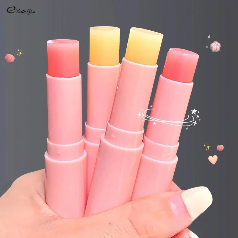 Natural Peach Lip Balm Temperature Change Color Lipstick Moisturizing Hydrates Long-lasting Lip Care Tools Make Up Cosmetics