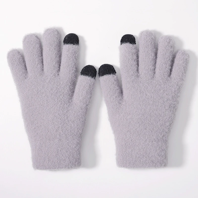 Winter Thermal Gloves 1 Pair, Polyester Fleece Touchscreen Gloves with Windproof Waterproof-Shell, Anti Slip Rubber Palm,