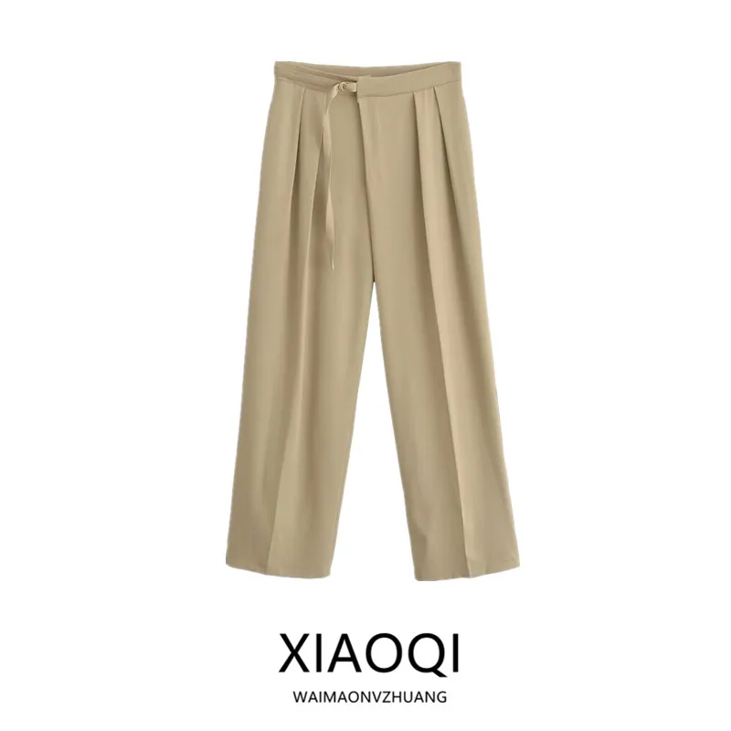 

Comfortable Wide Leg Casual Pants Women's Loose Elastic Simple Autumn New Arrival Faion Commute Sle mid Waist Long Trousers