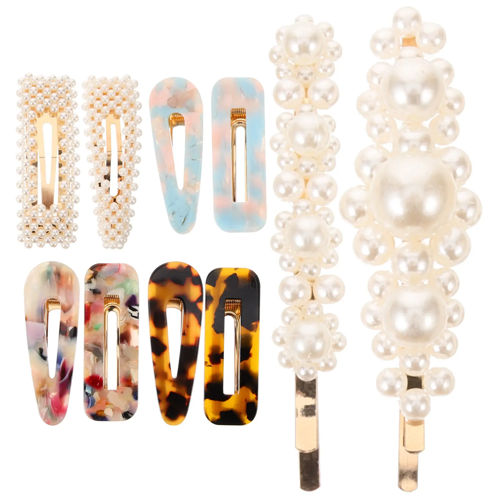 

10Pcs Marble Hair Clips Hollow Out Stylish Hair Barrettes for Women Party Daily Use Hairpin Marble Hairpin