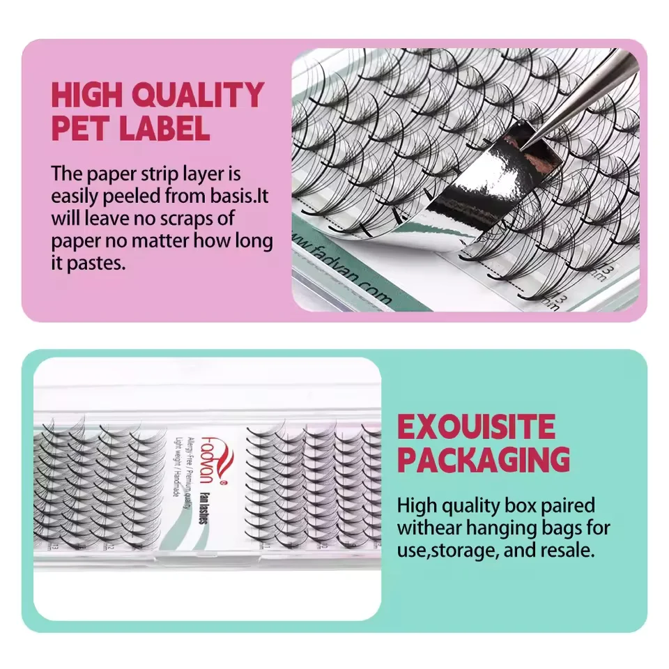 FADVAN 3D/7D/9D/13D رموش المنك الصناعية المصنوعة مسبقًا من Wispy رموش حادة جذعية روسيا حجم فردي مراوح رمش تمديد