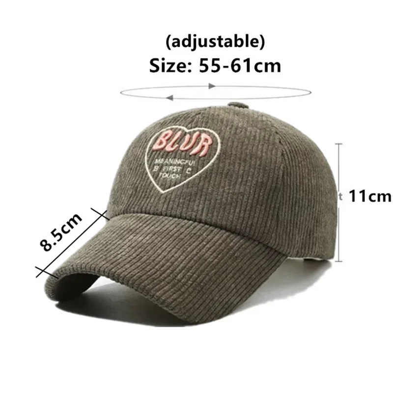 

Winter Women's Hat Corduroy Embroidery Baseball Cap Golf Cap Personality Fashion Couple Hat Retro Sports Caps For Men Party Hats