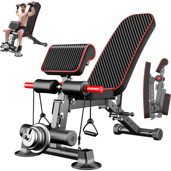 

Adjustable Weight Bench - Utility Weight Benches for Full Body Workout, Foldable Flat/Incline/Decline Exercise Multi-Purpose