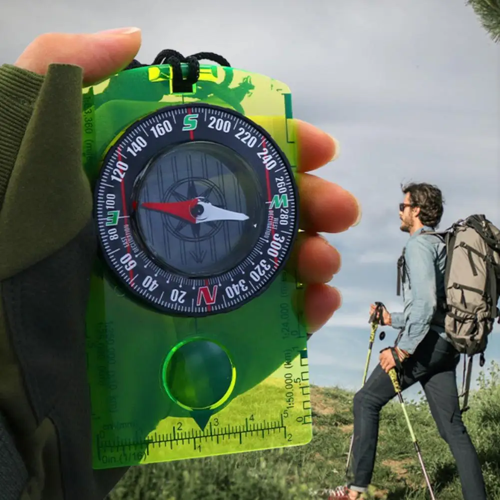 Orienteering Compass Lanyard High Accurate Portable Magnifying Glass Rotating Dial Compass Hiking Survival Navigation Compass