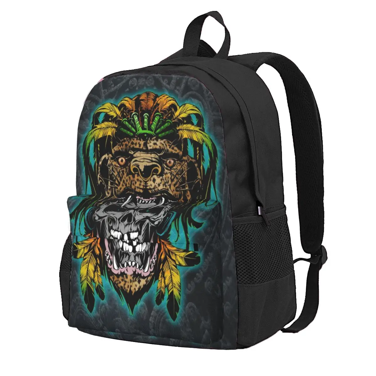 

Mayan Skull Printed Backpack skeleton scary dead man Sport Backpacks Unisex Cute School Bags Colorful Print Rucksack