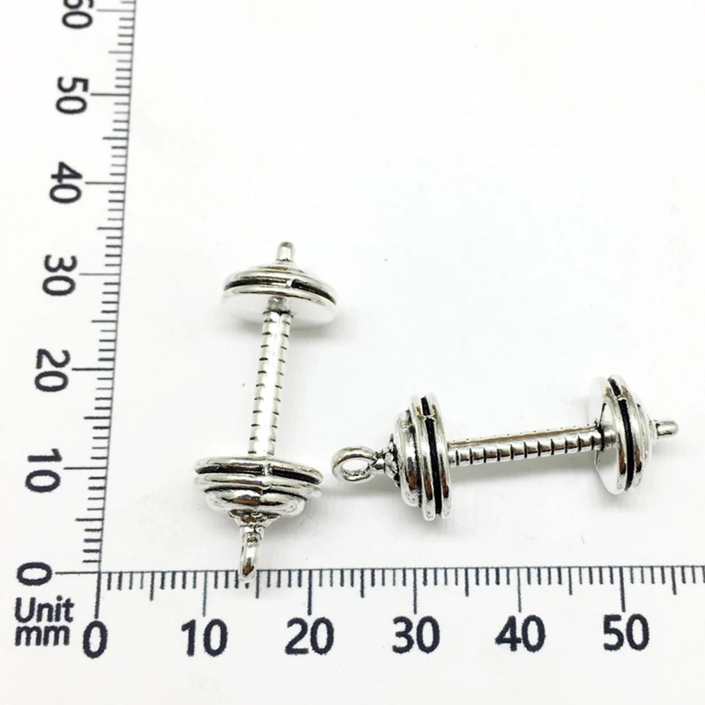 

20 Pcs Dumbbell Neck Pendant Alloy Charm Ancient Silver Jewelry Making Pendants DIY Charms