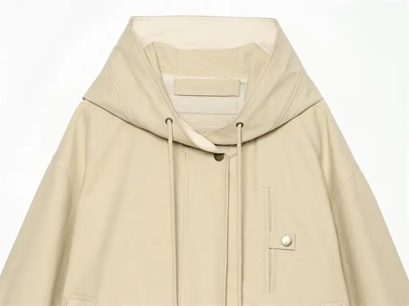 Guobioziy Women's Slim-Fit Hooded Parka Jacket 2026 Spring-Autumn New European Casual Fashion Trendy High Street Old Money Style