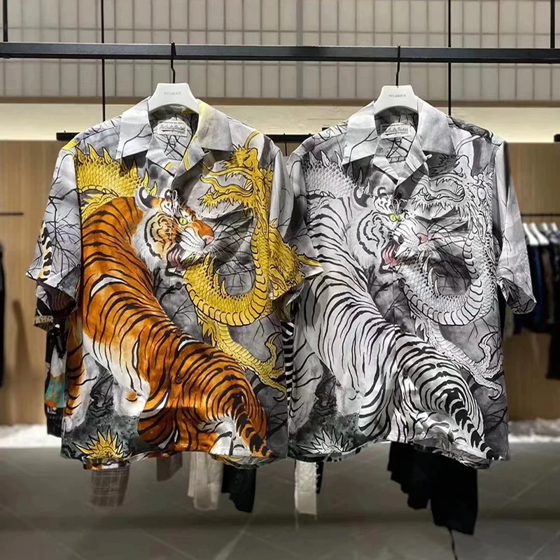 

Dragon Tiger Pattern Full Print WACK Hawaii Shirts Men Woman Good Quality Casual Long Sleeve Tops Tee