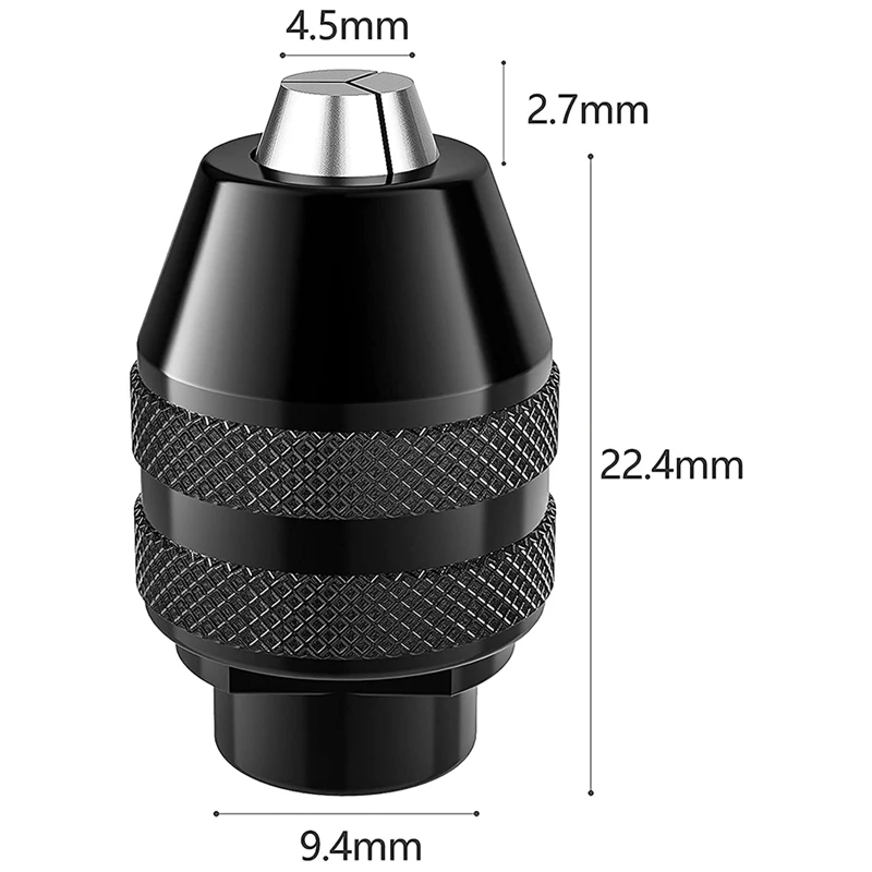 Drill Chuck, 1/32 to 1/8 Replacement 4486 Drill Keyless Bit Chuck Shaft Rotary Tool Quick Change Adapter Kit