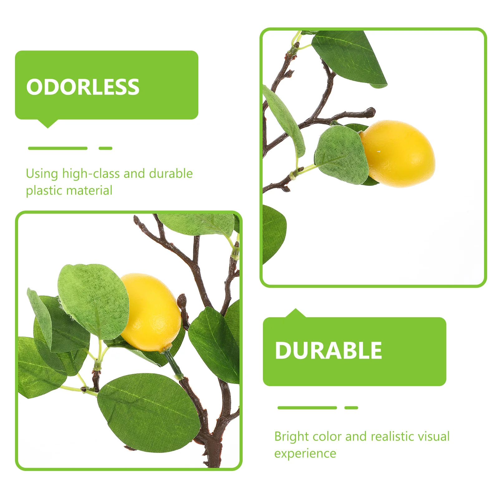 

3pcs Artificial Lemon Fruit Branch High-Density Plastic Simulation Decor For Vase Home Kitchen Restaurant Flower Arrangement Diy
