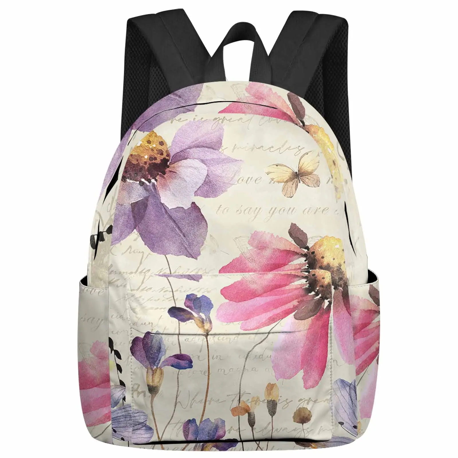 

Spring Flower Plants Butterflies Rural Pastoral Large Capacity Multi Pocket Travel Backpacks Schoolbag Women Laptop Rucksack