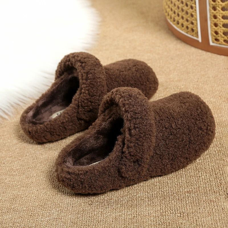 Children Slippers Winter Home Mules Slippers Children Casual Cover Toe Flats Slides Girl Comfort Warm Cotton Kids Shoes for Girl