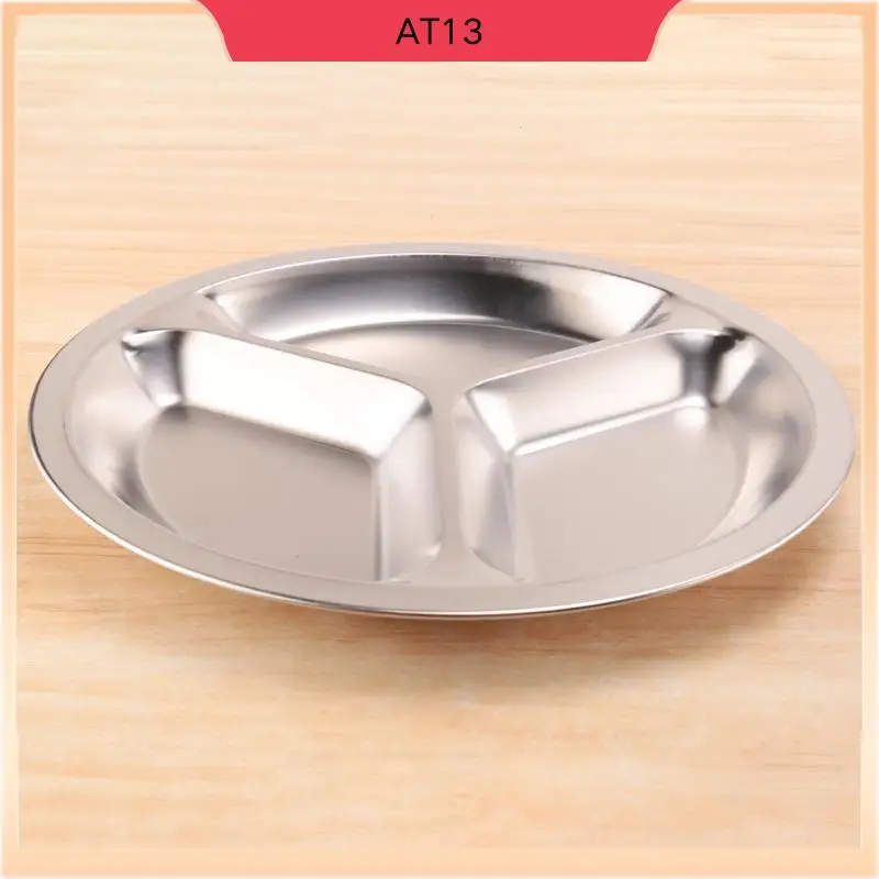 

AT13 Stainless Steel 3 Sections Round Divided Dish Snack Dinner Plate Diameter