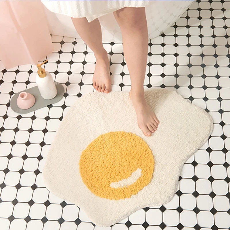 Poached Egg Carpet Children\'s Floor Mat Cartoon Carpet Anti-Slip Floor Mat Soft Comfortable Absorbent Home Decor