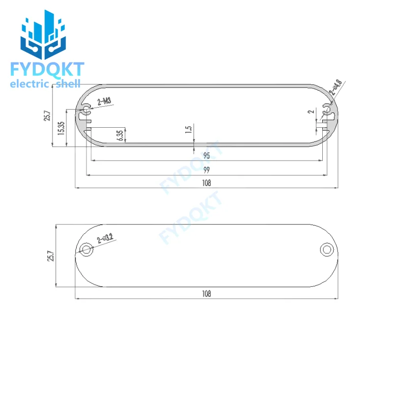 Waist shaped aluminum alloy shell Battery circuit board  Power amplifier box 100x108x26mm
