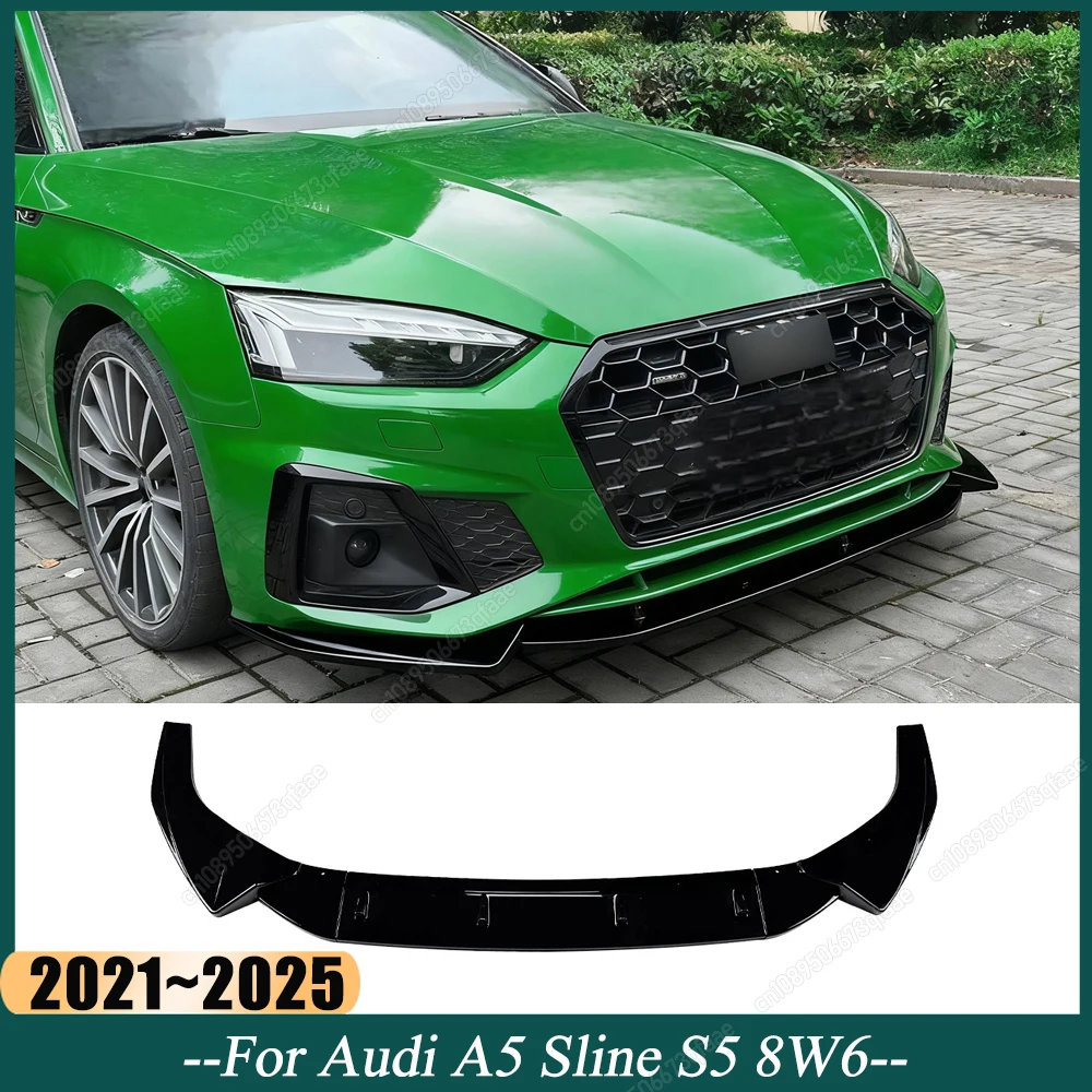 

Глянцевый черный сплиттер-диффузор переднего бампера из ABS для Audi A5 Sline S5 8W6 2021-2025: тюнинг-комплект для кузова
