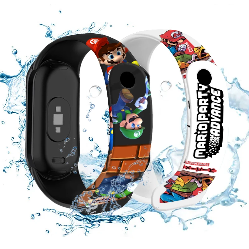 MINISO Mario Printed Wristband for Xiaomi Mi Band 9 8 Sport Watchband Replaceable Bracelet for Mi Band 9 8 Smart Bracelet