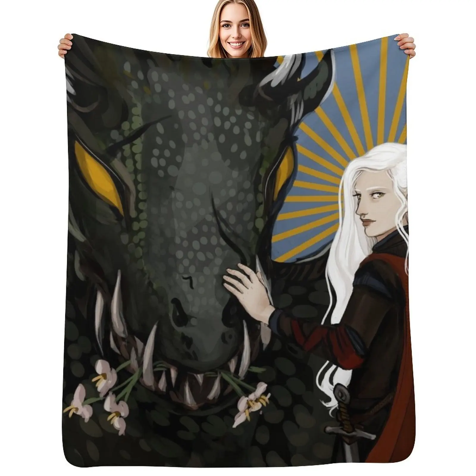 

Manon Blackbeak, Crochan Queen, and Abraxos Throw Blanket Custom Thin Sofa Quilt Blanket