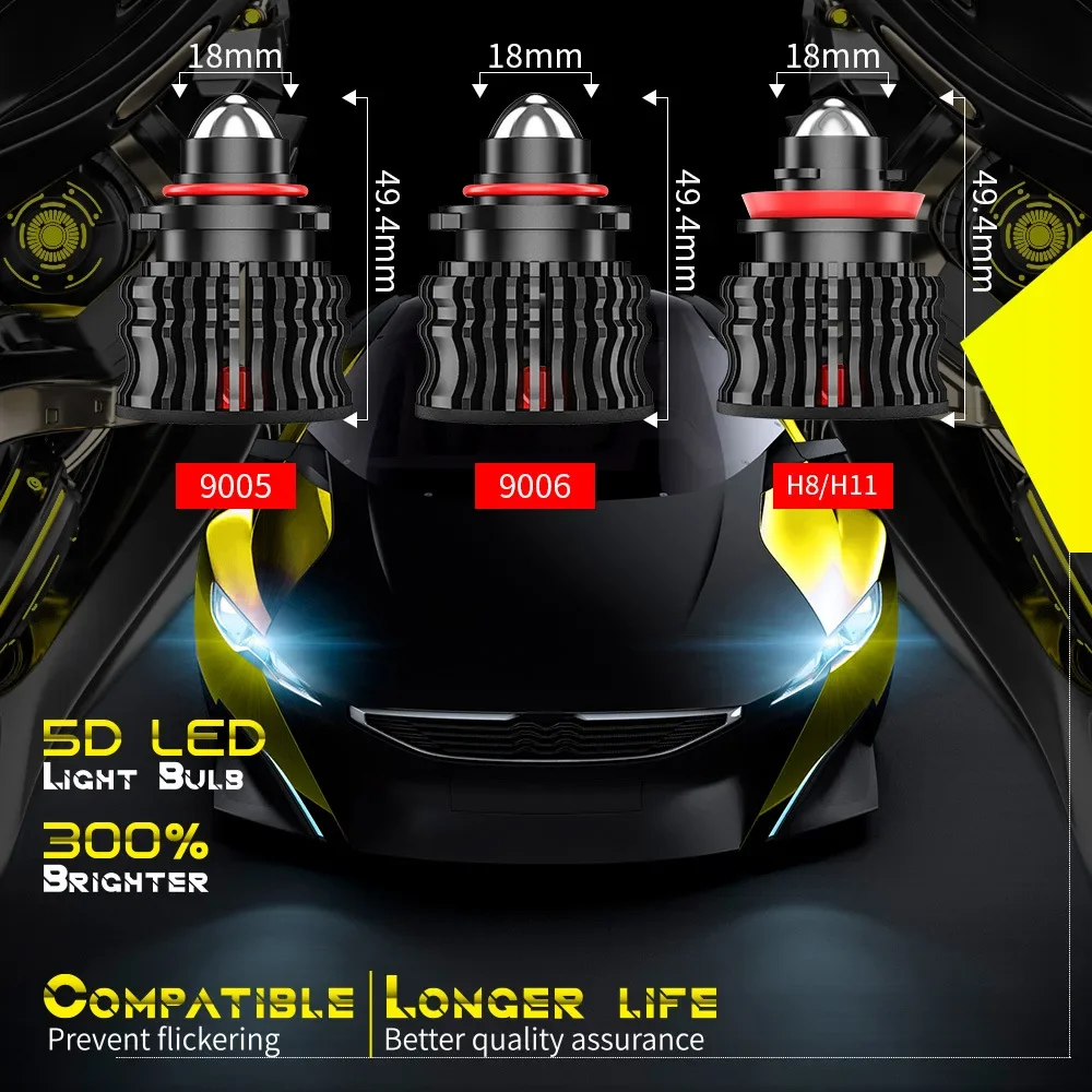 9005HB3 9006HB4 Led Laser Fog Light with Lens 60W Car Headlight  light White Light/Ice Blue Light/Yellow Light H8 H9 H11 H10