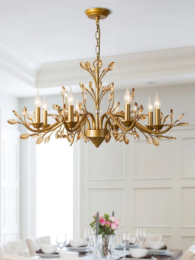 

French Crystal Pendant Light Luxury Villa Bedroom LED Chandelier Creative Living Dining Room American Style lighting fixtures