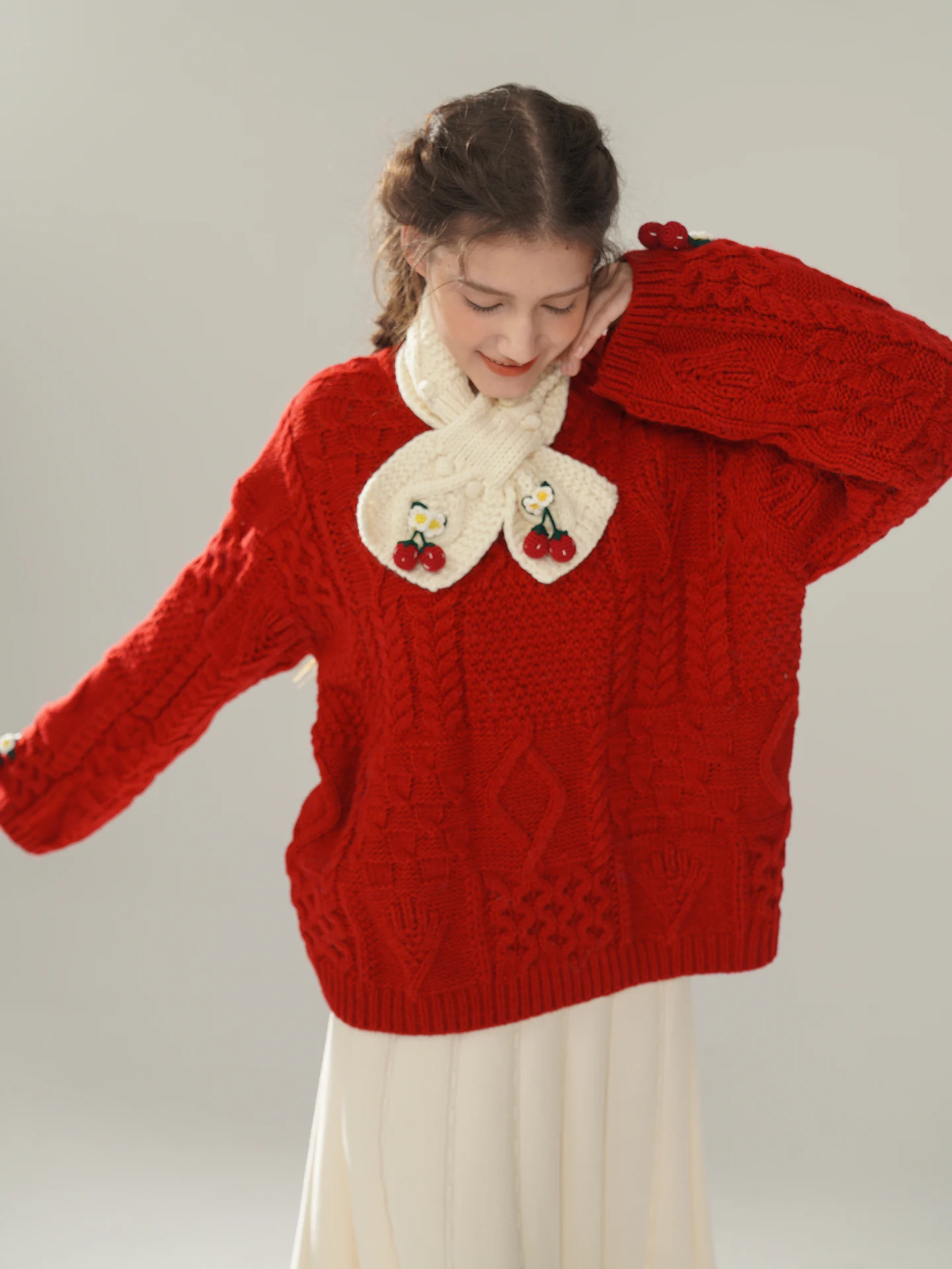 

120 см бюст осенне-зимние свитера пуловеры женские элегантные свободные крючки ручной работы шарф с цветком кашемировые шерстяные вязаные свитера с резьбой