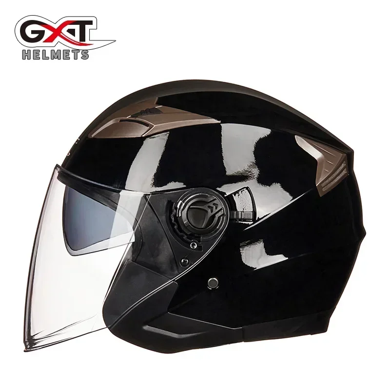 New GXT Summer Double Lens Motorcycle Helmets Open Face Electric Safety Helmet Detachable Inner Substrate Base